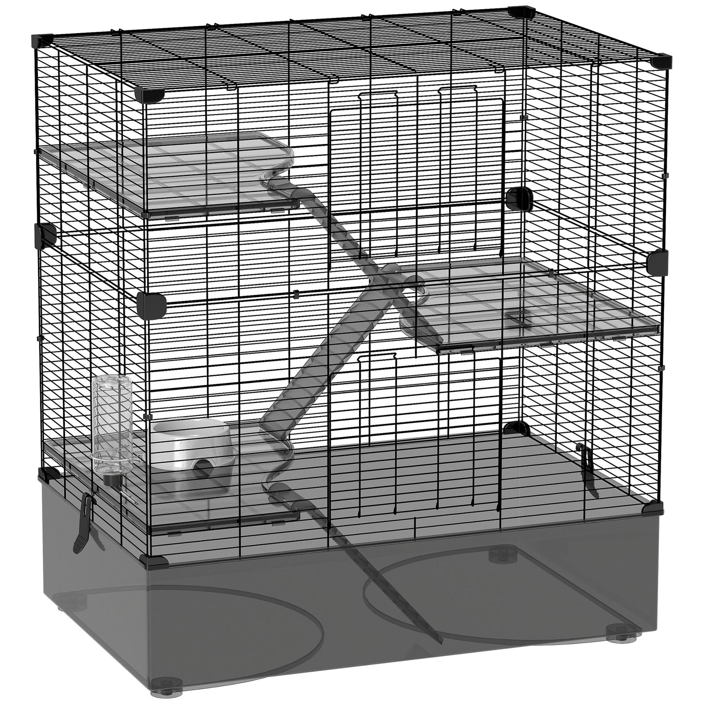Pawhut Jaula Para Hurones De 4 Niveles Con Bandeja Inferior 73x47x80 Cm Negro_0
