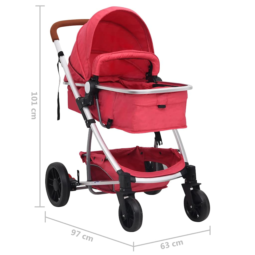 Vidaxl Carrito De Bebés 3 En 1 De Aluminio Rojo_2