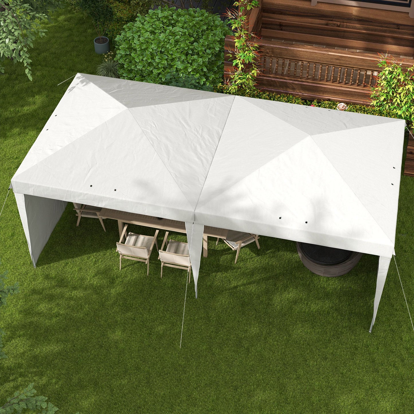 Outsunny Carpa Plegable 6x3 M Con Paredes Laterales Altura Ajustable Blanco_4