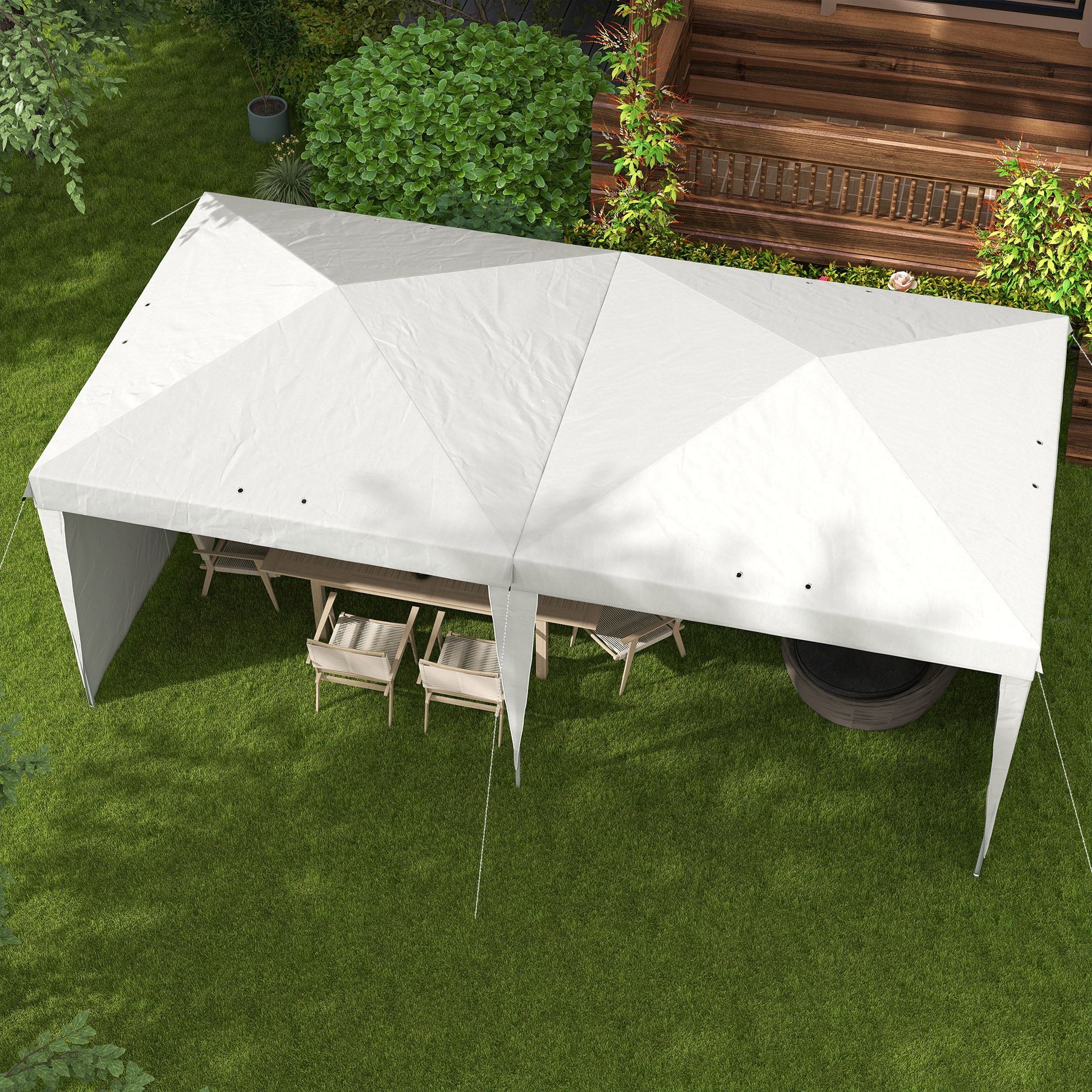 Outsunny Carpa Plegable 6x3 M Con Paredes Laterales Altura Ajustable Blanco_4