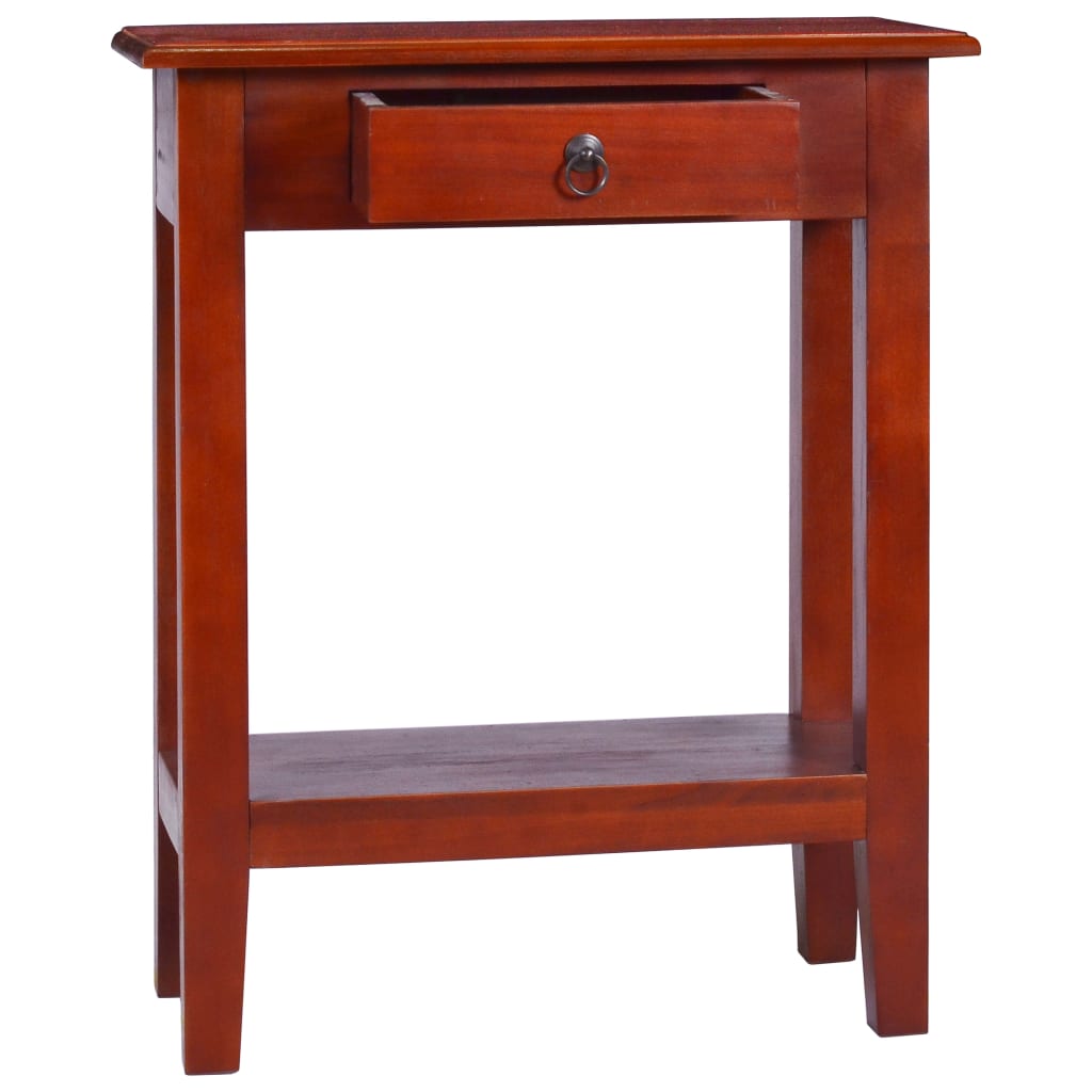 Mesa Consola Clásica De Madera Maciza Caoba Marrón 60x30x75cm_0