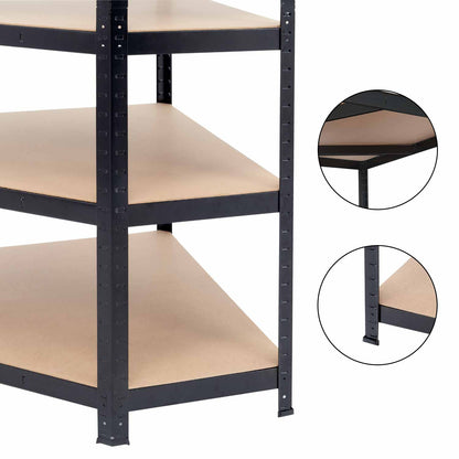 Estantería Esquinera Modular Negra 5 Baldas Ajustables 180x80x40x56cm 875kg 7house_3