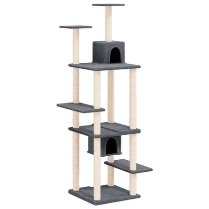 Vidaxl Rascador Para Gatos Con Postes De Sisal Gris Oscuro 176 Cm_0