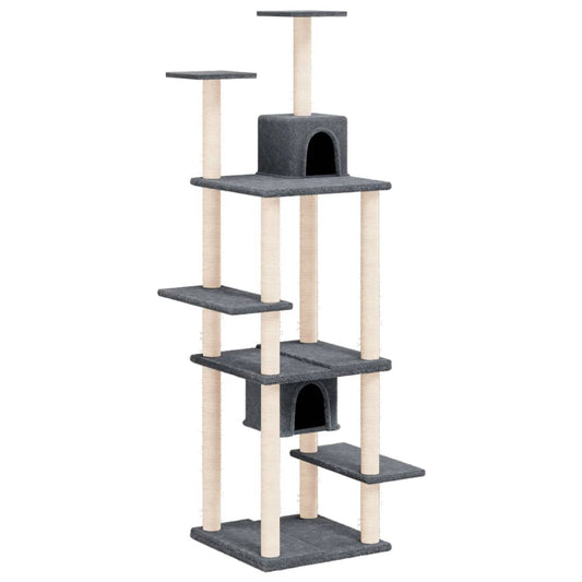 Vidaxl Rascador Para Gatos Con Postes De Sisal Gris Oscuro 176 Cm_0