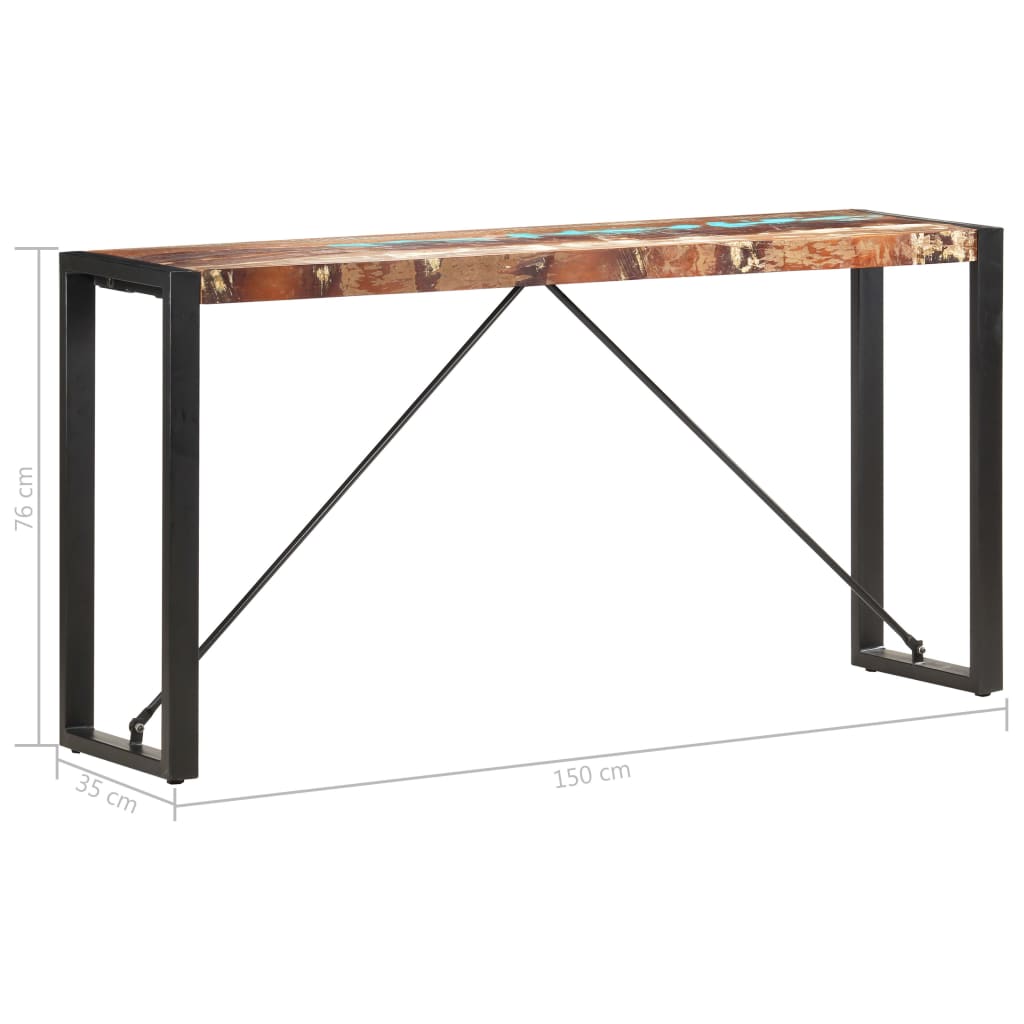 Mesa Consola De Madera Maciza Reciclada 150x35x76 Cm_3