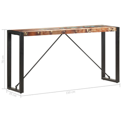 Mesa Consola De Madera Maciza Reciclada 150x35x76 Cm_3