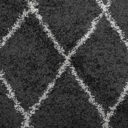 Alfombra De Pelo Largo Moderna Pamplona Negro Y Crema Ø 280 Cm / Vetonek_3