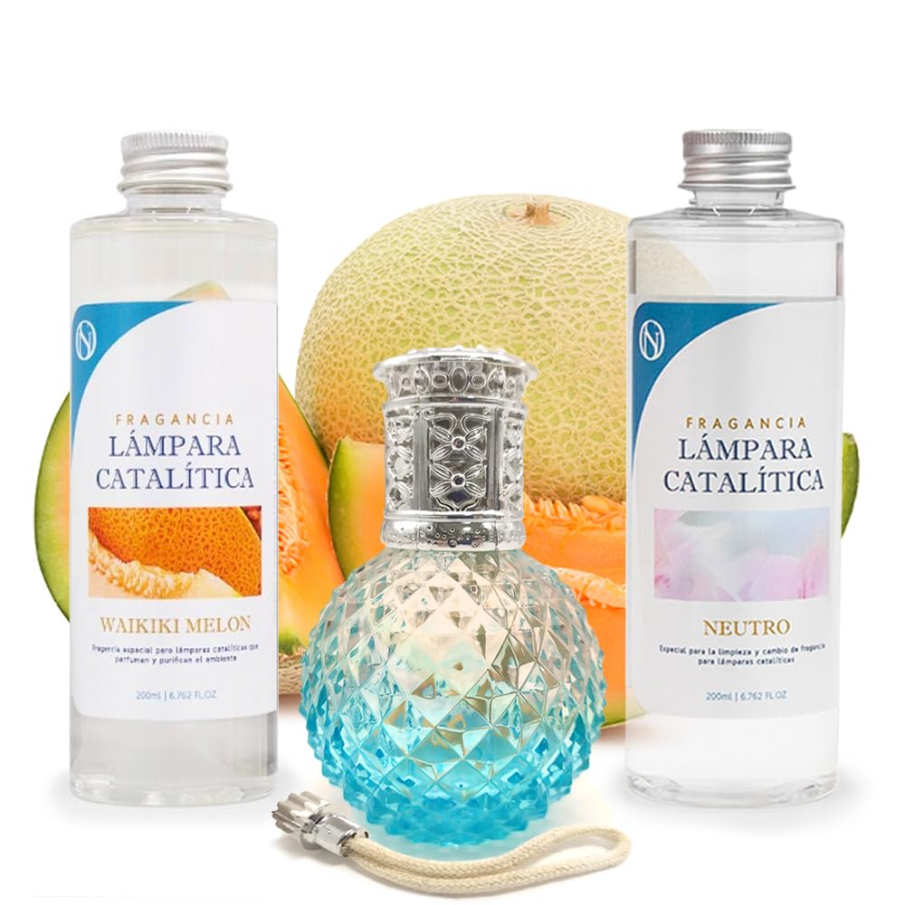 Pack Ahorro Lámpara Catalítica Blue Diamonds + Fragancia Waikiki Melon 500ml + Limpiador Neutro 200ml + Mecha Repuesto_0