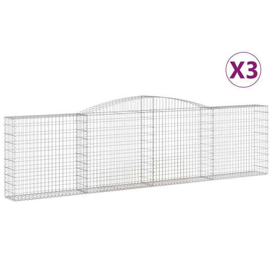Cestas De Gaviones 3 Uds Forma De Arco Hierro 400x30x100/120 Cm_0