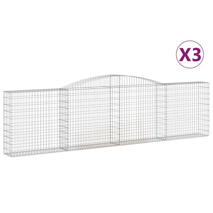 Cestas De Gaviones 3 Uds Forma De Arco Hierro 400x30x100/120 Cm_0