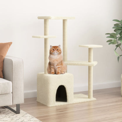 Rascador Para Gatos Con Postes De Sisal Color Crema 107,5 Cm_1