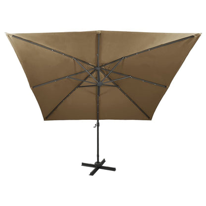 Vidaxl Sombrilla De Jardín Voladiza Con Palo Y Luces Led Taupe 300 Cm_3