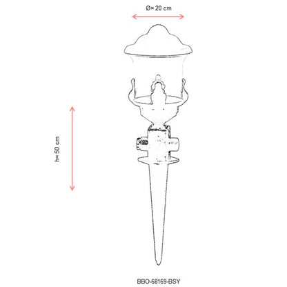Aplique De Pared Tridente Para Exterior, Abs , Negro, 20x20x50, Casquillo E 27 Max 60 W