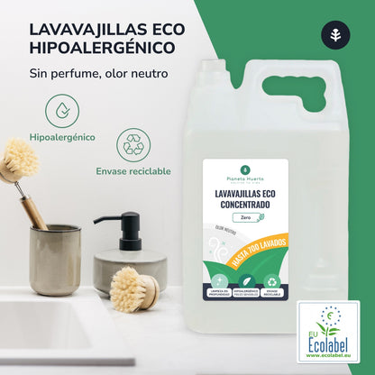 Máquina de lavar louça manual hipoalergénica, sem fragrância, Eco Planeta Huerto 5l
