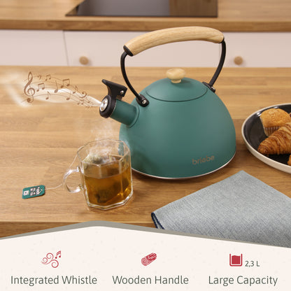 Briebe Nordic Set Tostadora Pan Ranura Ancha 2 Rebanadas + Tetera 2,3l Acero Inox, Inducción Libre Bpa, Skt1177gre,verde_3