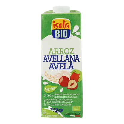 Pack de 6 Bebidas Biológicas de Arroz e Avelã, Isola Bio, 1 L