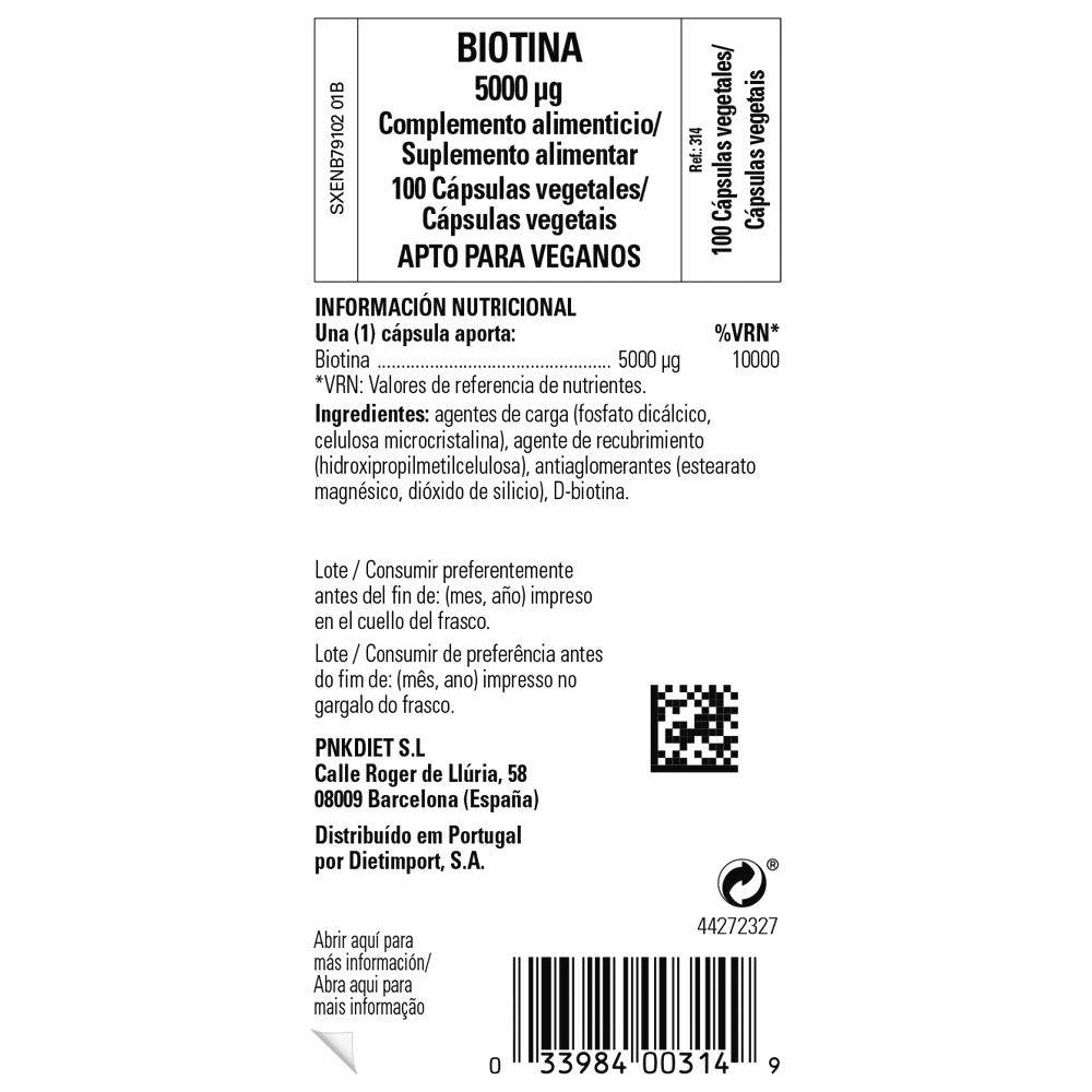 Biotina 5000mcg 100 Cápsulas Solgar