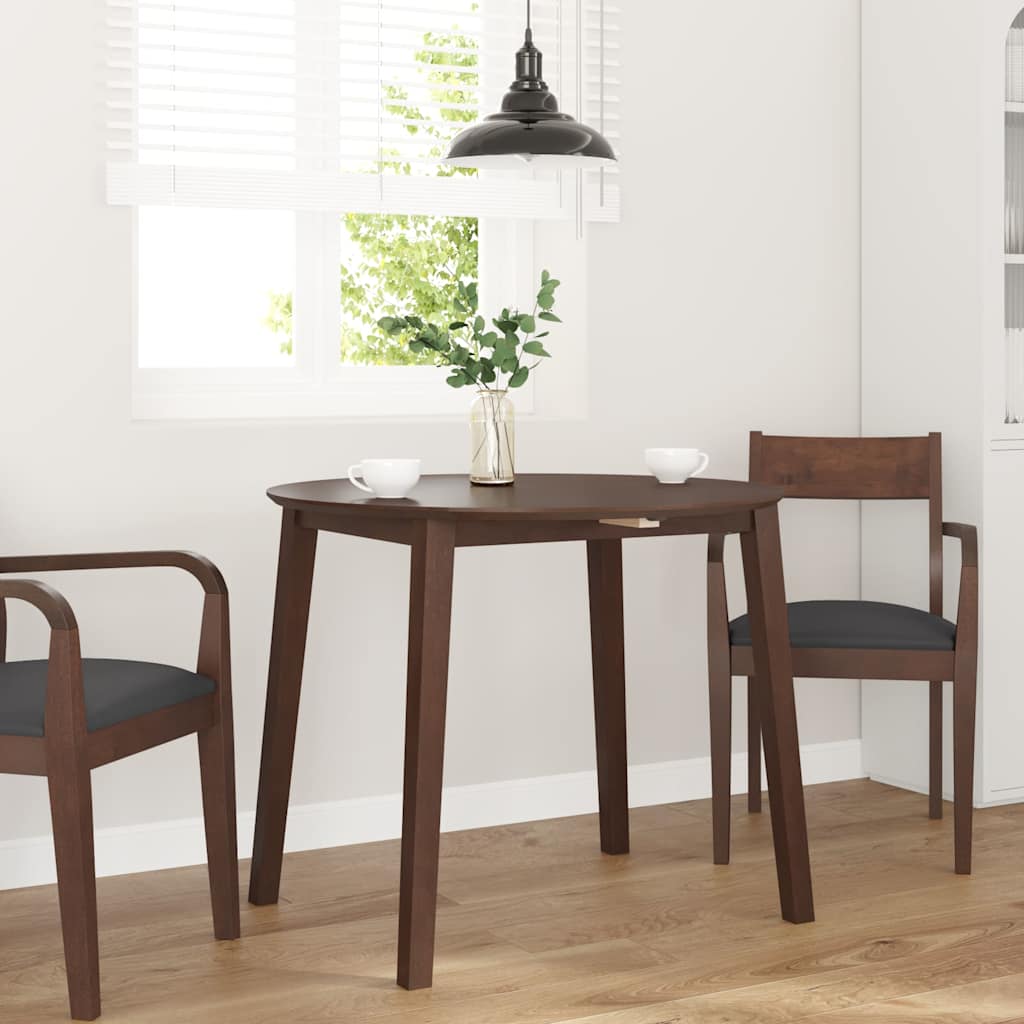 Mesa De Comedor De Madera Maciza De Caucho Marrón_1