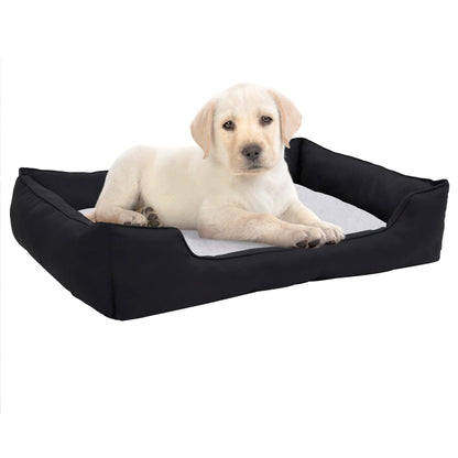 Vidaxl Cama De Perro Felpa Apariencia De Lino Negra Y Blanca_1