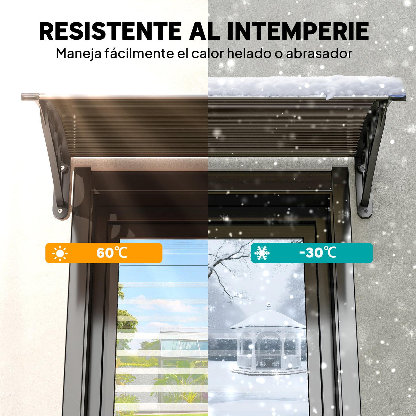 Outsunny Tejadillo De Protección 75x100cm Marquesina Para Puerta Marrón_5