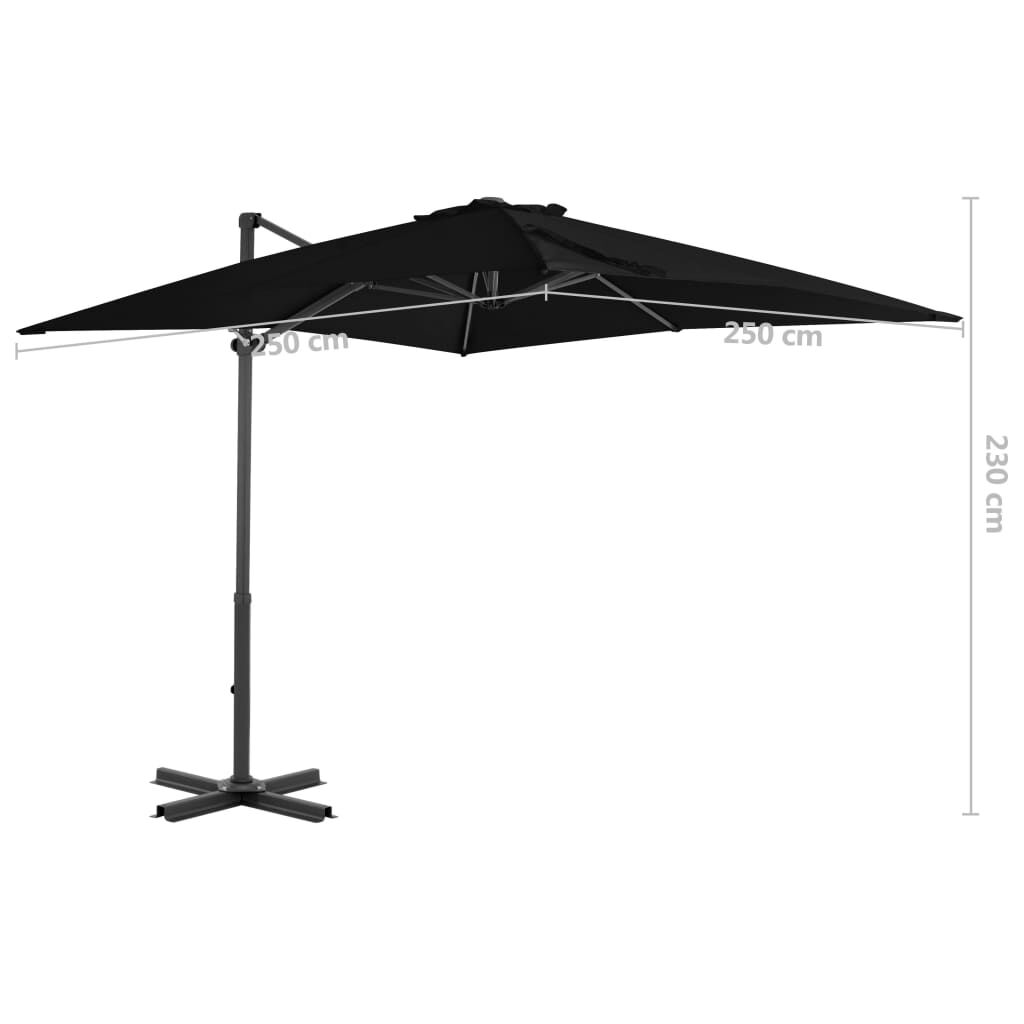 Vidaxl Sombrilla Jardín Voladiza Con Palo De Aluminio Negra 250x250 Cm_2