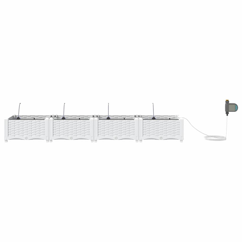 Macetero De Jardín 4 Uds. Blanco 160 X 40 X 22 Cm Pp_4