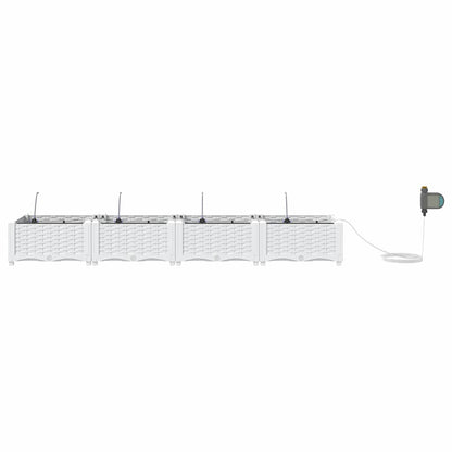 Macetero De Jardín 4 Uds. Blanco 160 X 40 X 22 Cm Pp_4