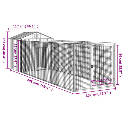 Caseta Para Perros Con Techo Antracita 117x405x123 Cm Acero Galvanizado_2