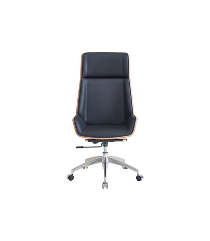 Sillón Giratorio Ulrich Tapizado En Simil Piel Negro/madera, 111/117cm(alto) 69cm(ancho)_1