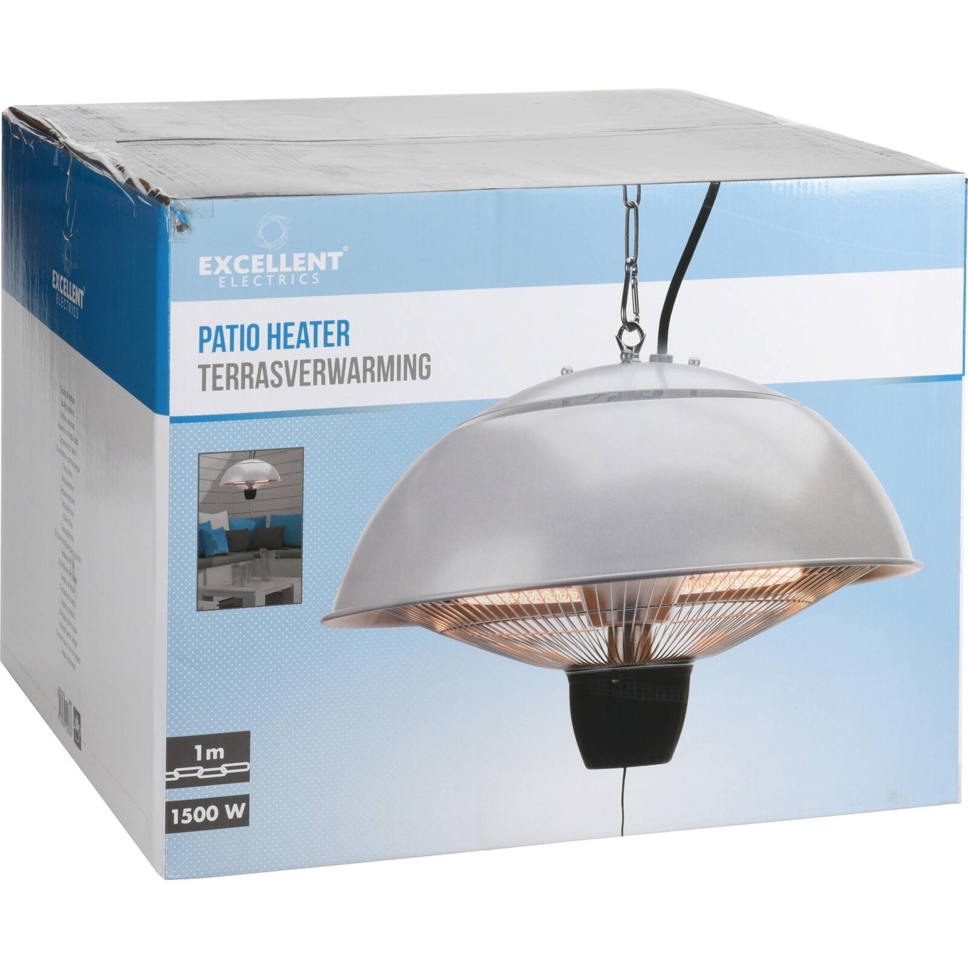 Well Home Calefactor De Patio Modelo Colgante Revestimiento Plata 45x45x35cm_2