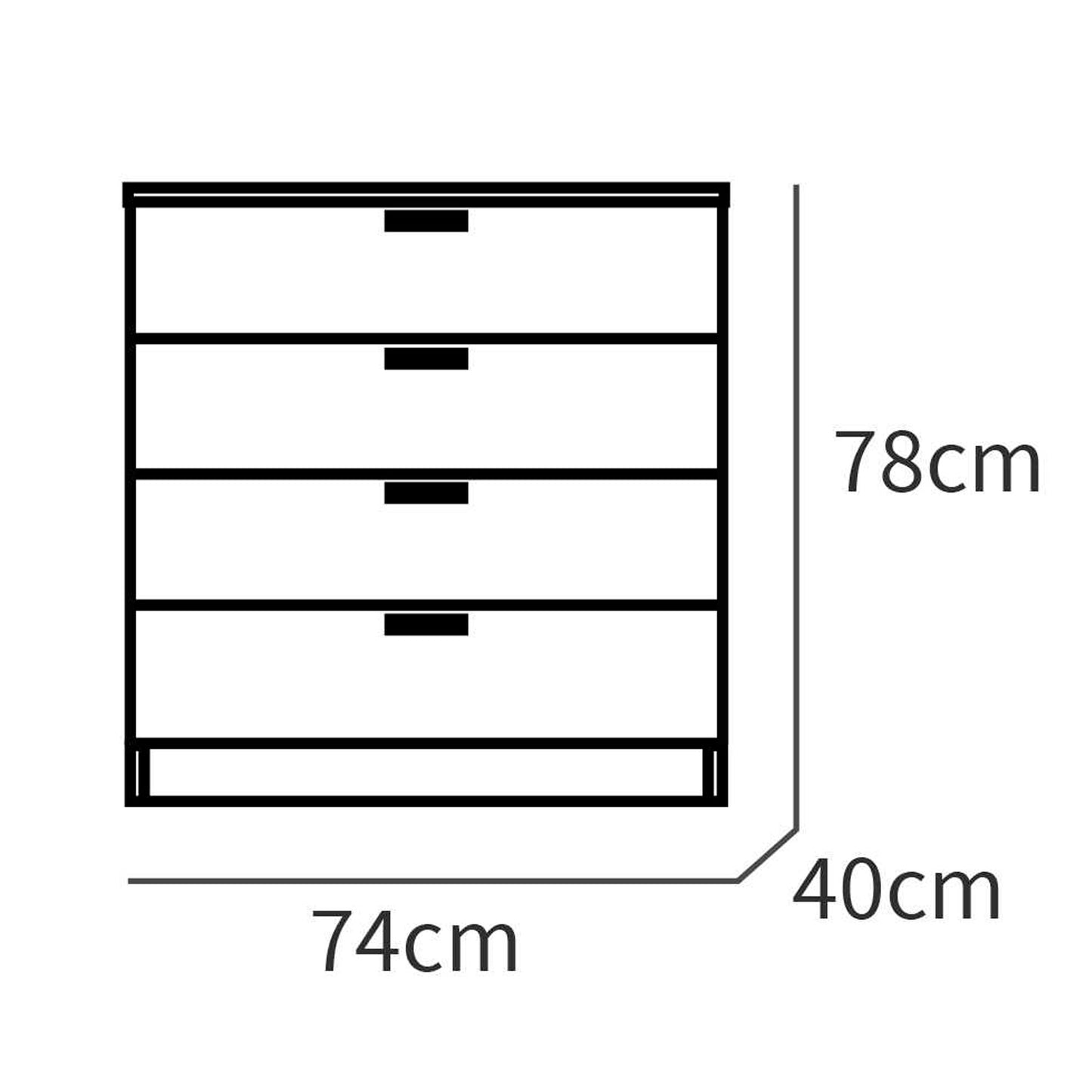 Cómoda Dormitorio, Cajonera 4 Cajones, Sinfonier 78x74x40 Cm (alto X Ancho X Profundo), Briebe, Nova, Madera_4