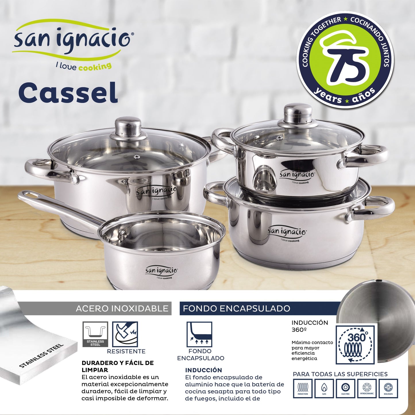 Bateria 7pc Acero Inox Ind Cassel Sg