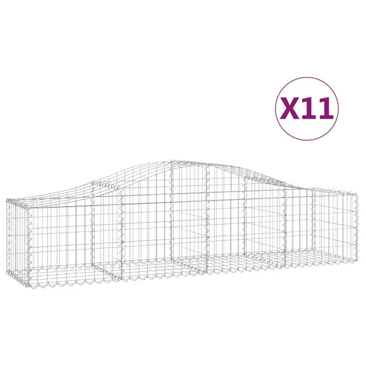 Cestas De Gaviones 11 Uds Forma De Arco Hierro 200x50x40/60 Cm_0