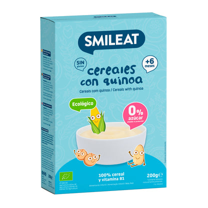 Papa de Cereais Biológicos Sem Glúten Smileat com Quinoa, 200g