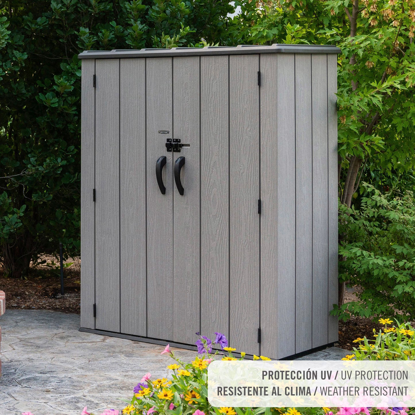 Lifetime Armario Exterior Vertical 1.350 L Rough Cut™ Con Estantes Y Colgadores_2