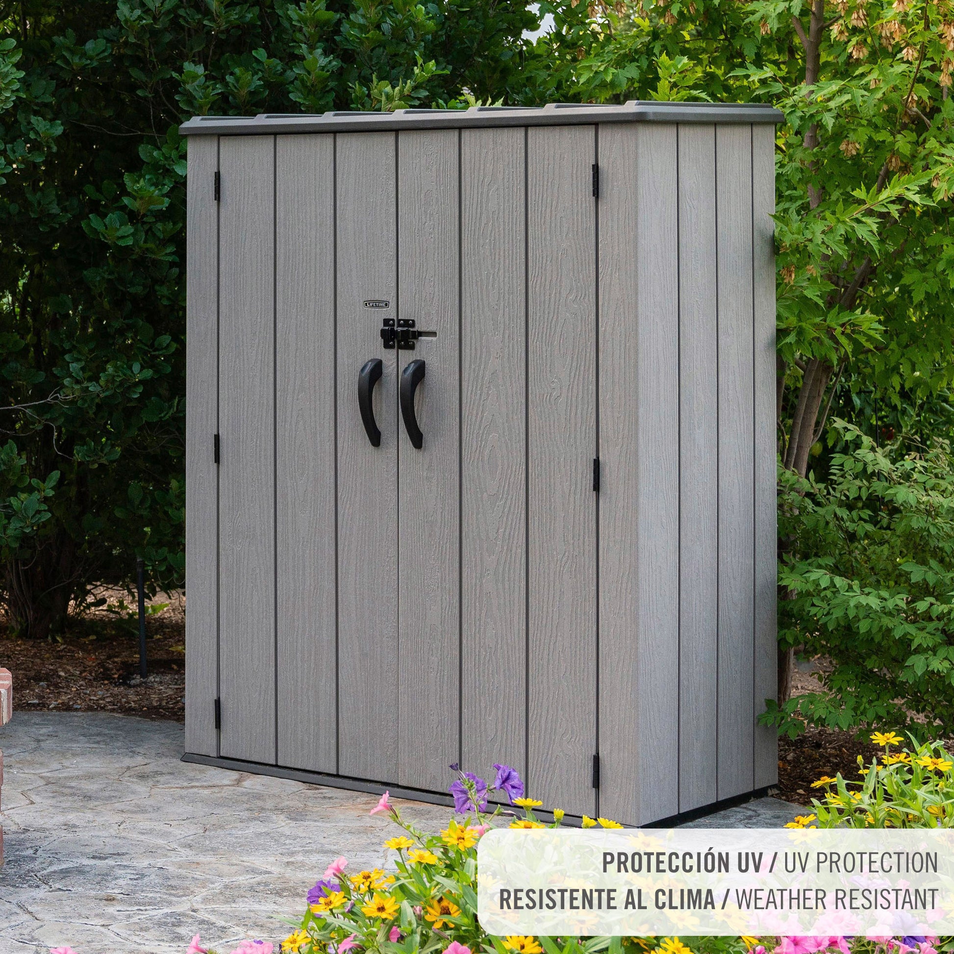Lifetime Armario Exterior Vertical 1.350 L Rough Cut™ Con Estantes Y Colgadores_2