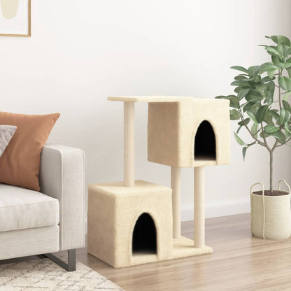 Rascador Para Gatos Con Postes De Sisal Color Crema 86 Cm_2