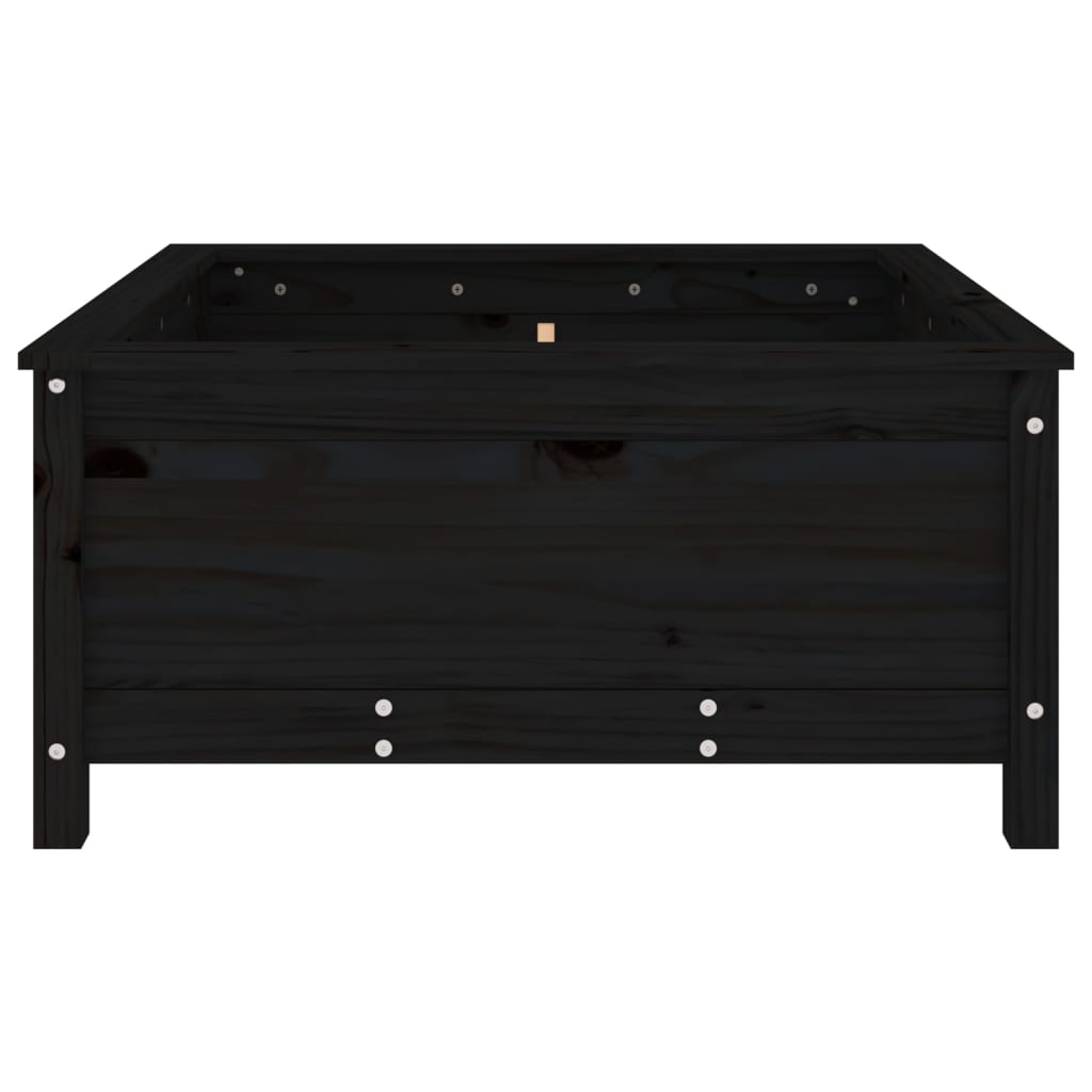 Jardinera Madera Maciza De Pino Negro 82,5x82,5x39 Cm_4