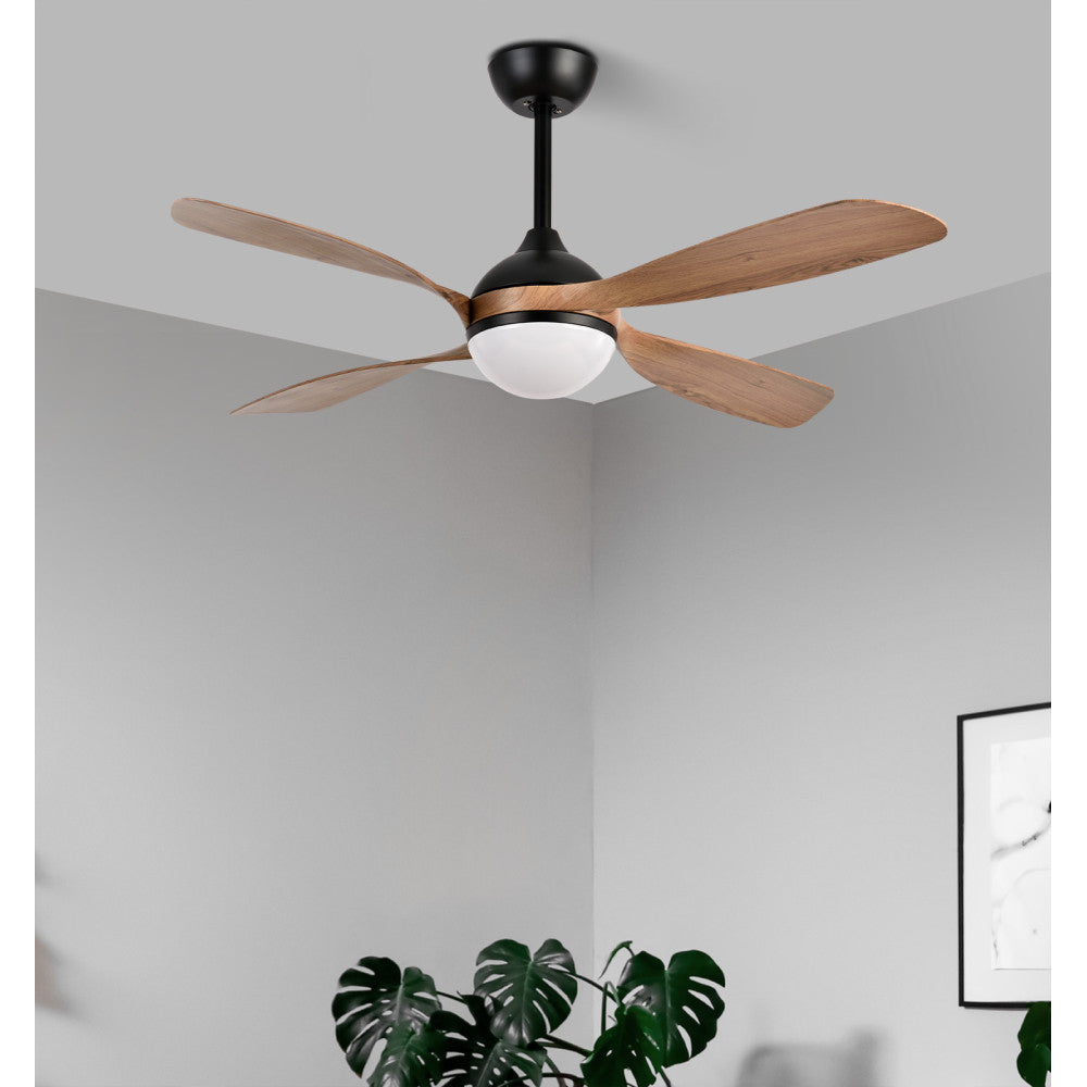 Ventilador Dc Livorno 30w 3250lm Negro/roble 132d 4aspas 3000k,4500k,6000k, Remoto+ Temporizador+ Memoria_1