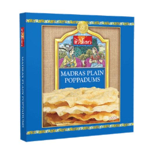 Poppadums naturais verdadeiramente indianos madras 112g