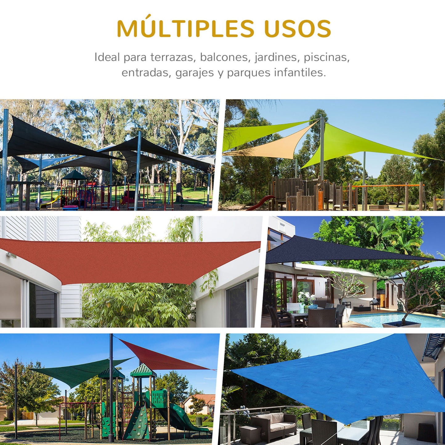 Outsunny Toldo De Vela Sombrilla Parasol Rectángulo Tejido De Poliester 185 G/m²_3