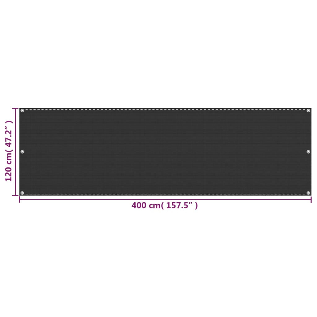 Vidaxl Toldo Para Balcón Hdpe Gris Antracita 120x400 Cm_2