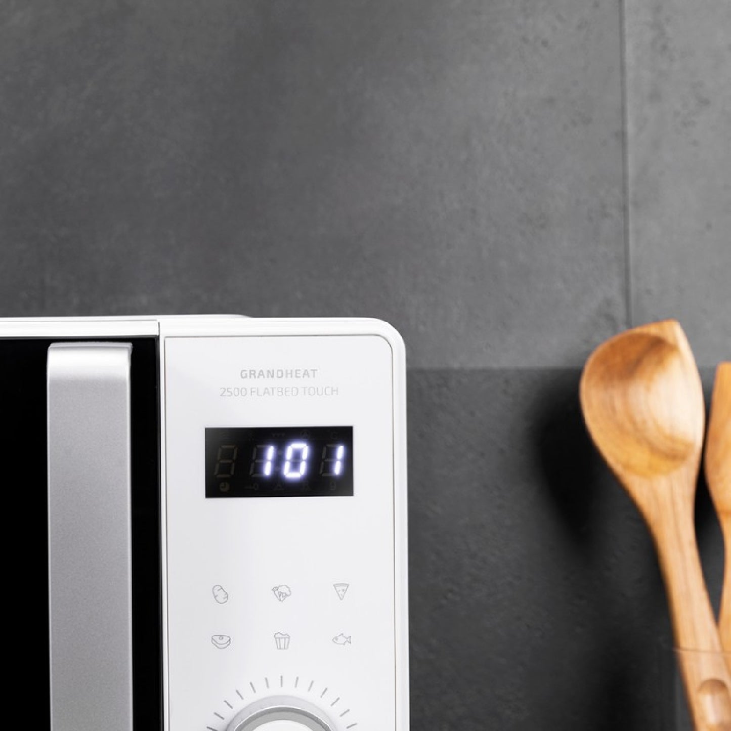 Microondas Sin Plato Digital Grandheat 2500 Flatbed Touch White. 800 W, Capacidad 25 L, Panel De Control Táctil, 8 Funciones Preconfiguradas, Tempor_1