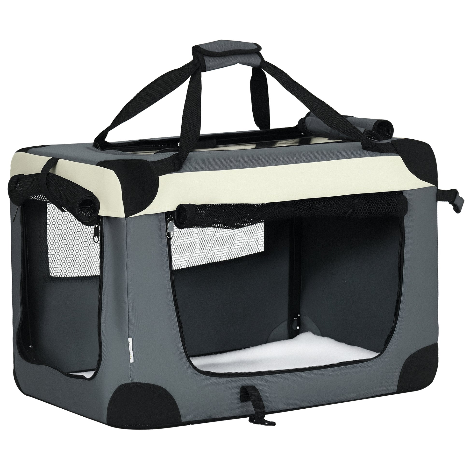 Pawhut Transportín Para Perros Gatos Plegable Cojín Suave 60x41x41 Cm Gris_0
