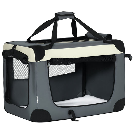 Pawhut Transportín Para Perros Gatos Plegable Cojín Suave 60x41x41 Cm Gris_0