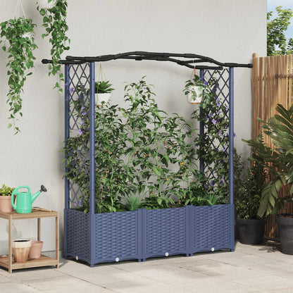 Cama Elevada Con Trellis Y Techo Gris 164 X 40 X 138 Cm Pp_1