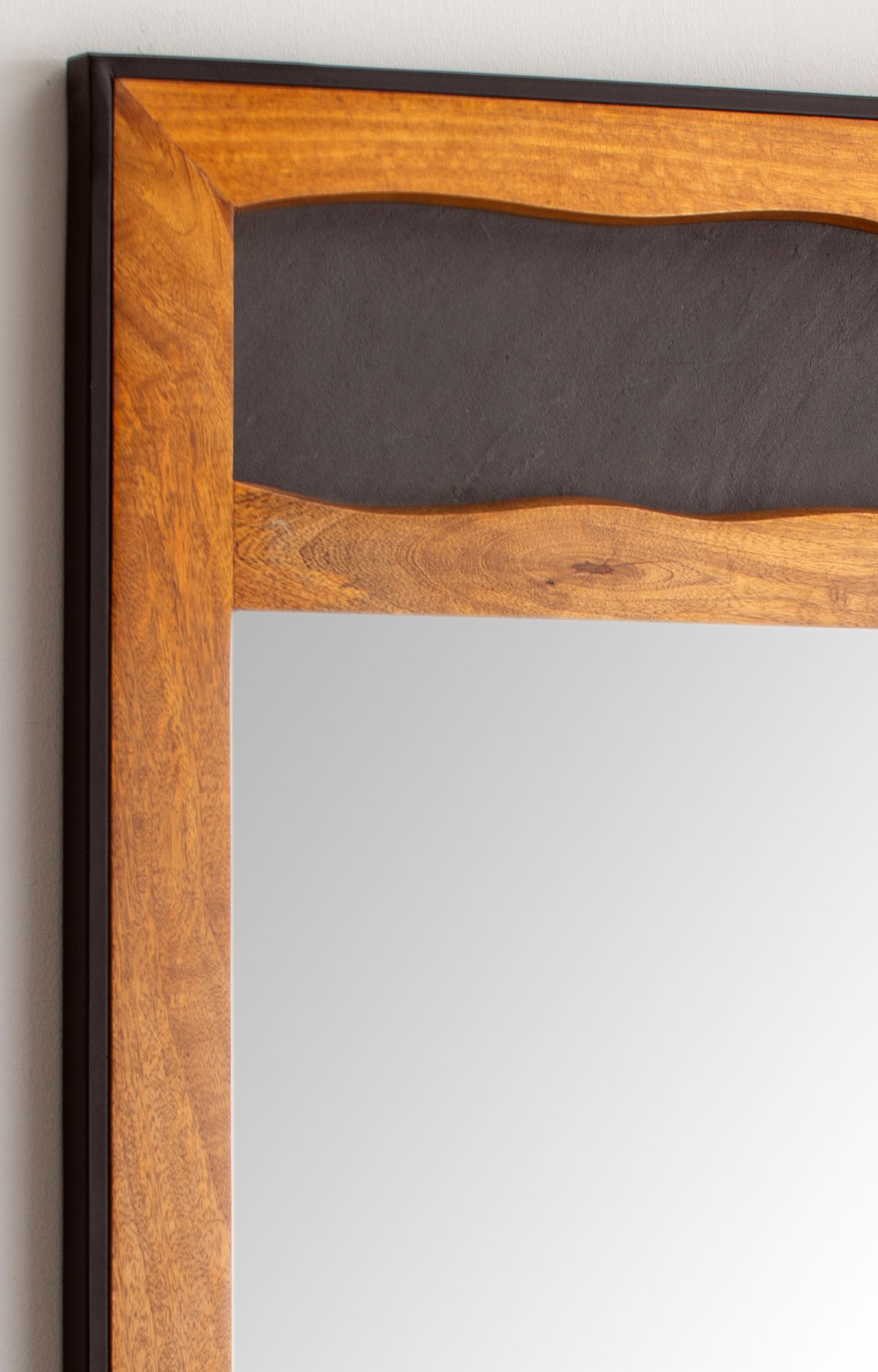 Espejo Pasillo Madera Maciza De Mango / Aspecto De Piedra 72x102x3 Cm_4