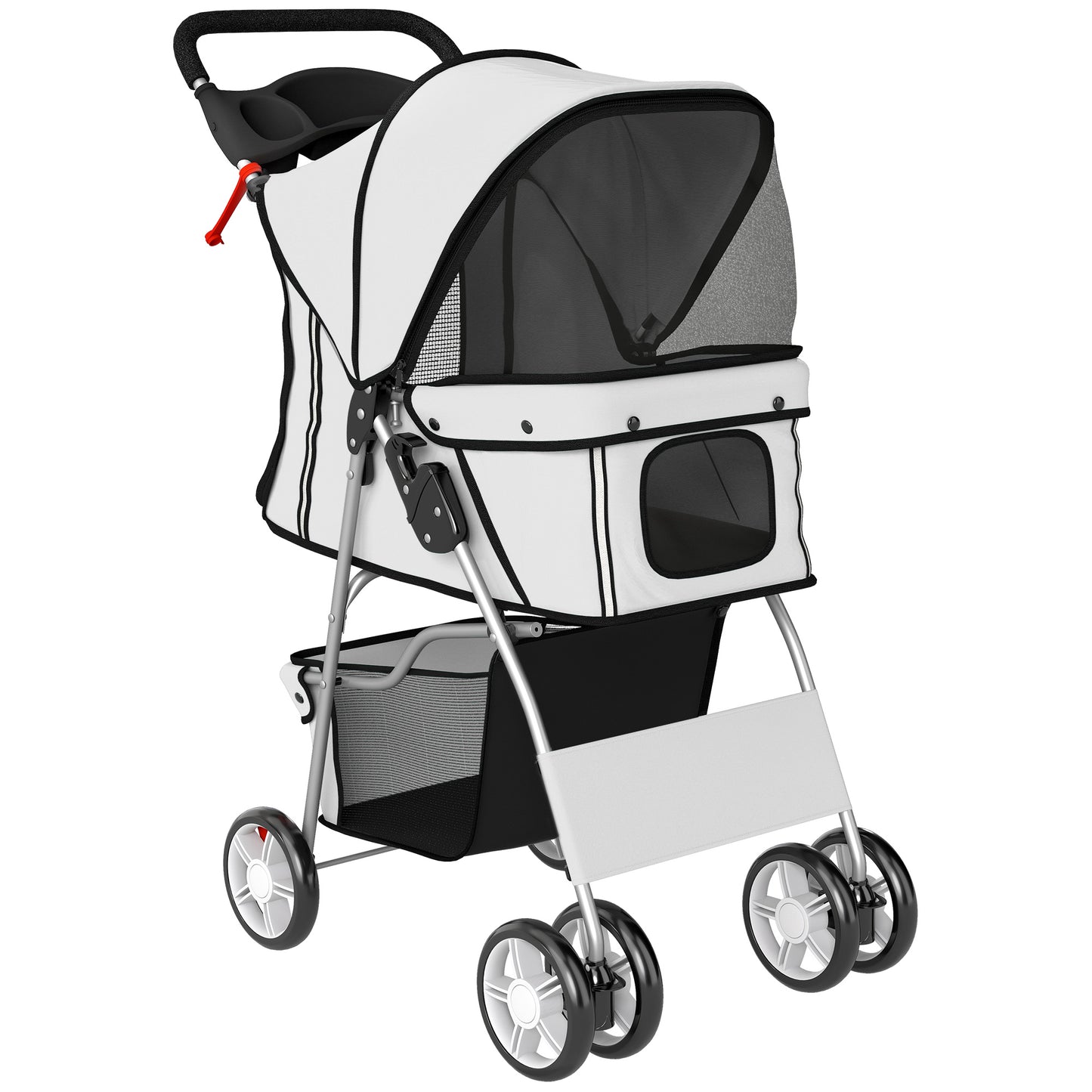 Pawhut Carrito Para Perros Plegable Con Cesta De Almacenaje 77x44x102 Cm Gris_0