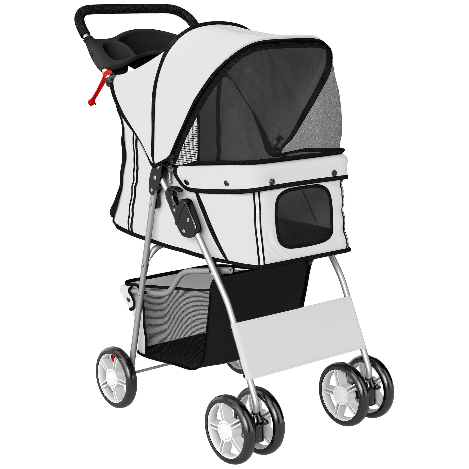 Pawhut Carrito Para Perros Plegable Con Cesta De Almacenaje 77x44x102 Cm Gris_0