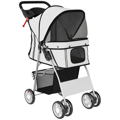 Pawhut Carrito Para Perros Plegable Con Cesta De Almacenaje 77x44x102 Cm Gris_0